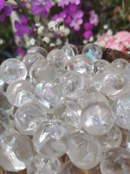 Mini Rainbow quartz spheres