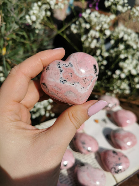 Large chunky Peruvian Rhodonite hearts