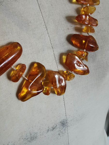 Large Vintage amber necklace with insect inclusion