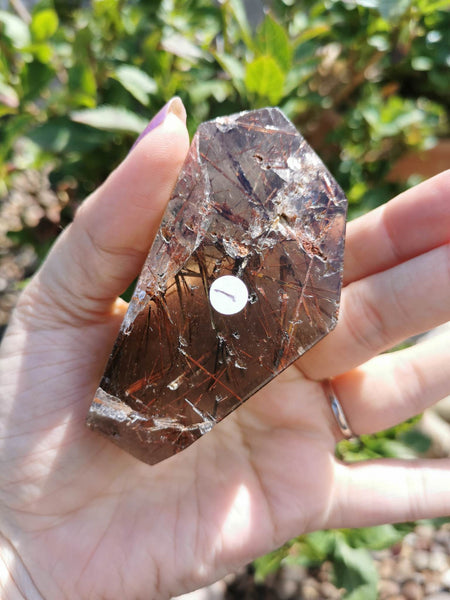 Rutilated quartz polished freeform "gem" #1