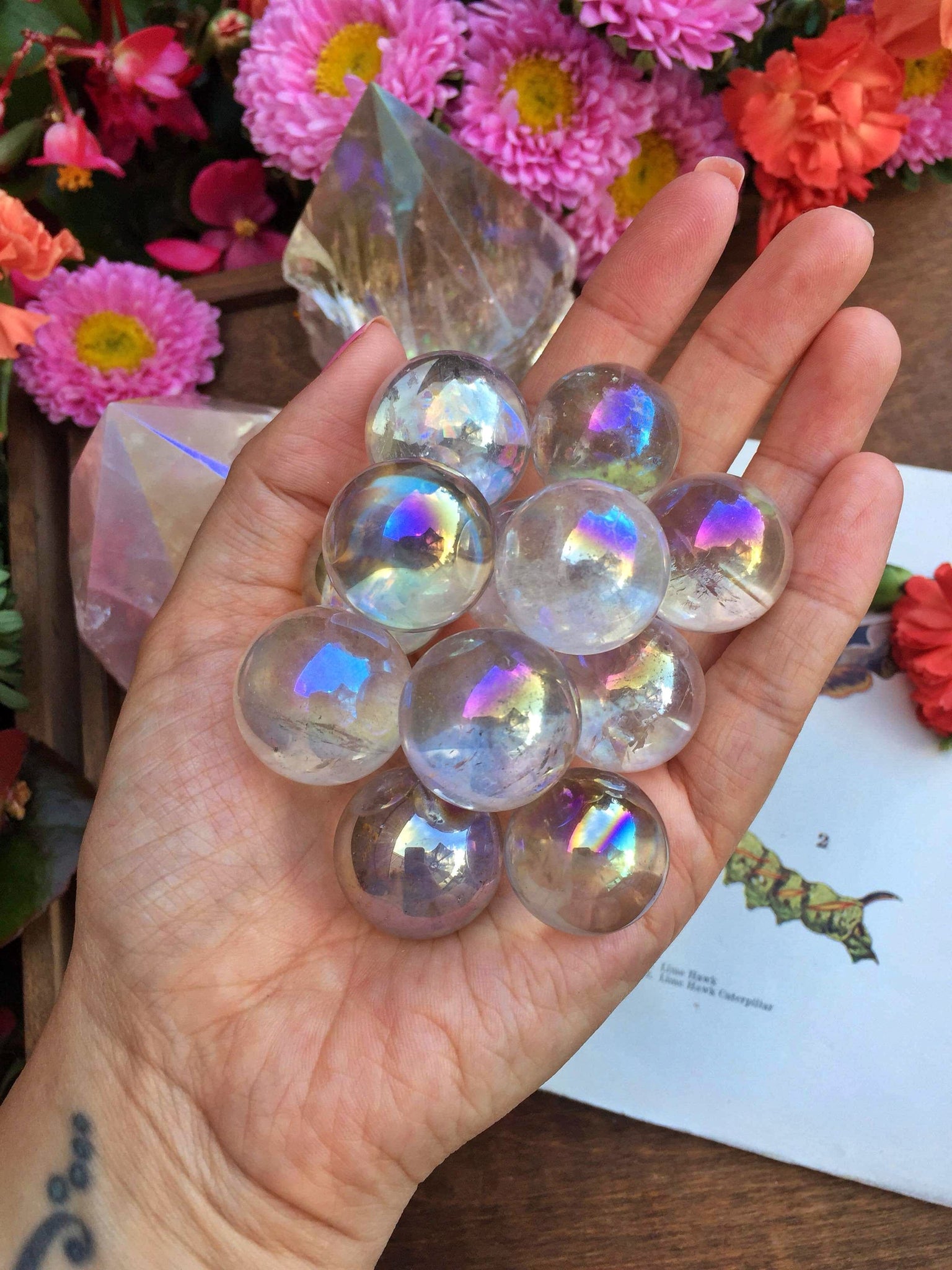 Aura quartz spheres
