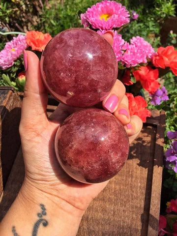 Strawberry quartz sphere