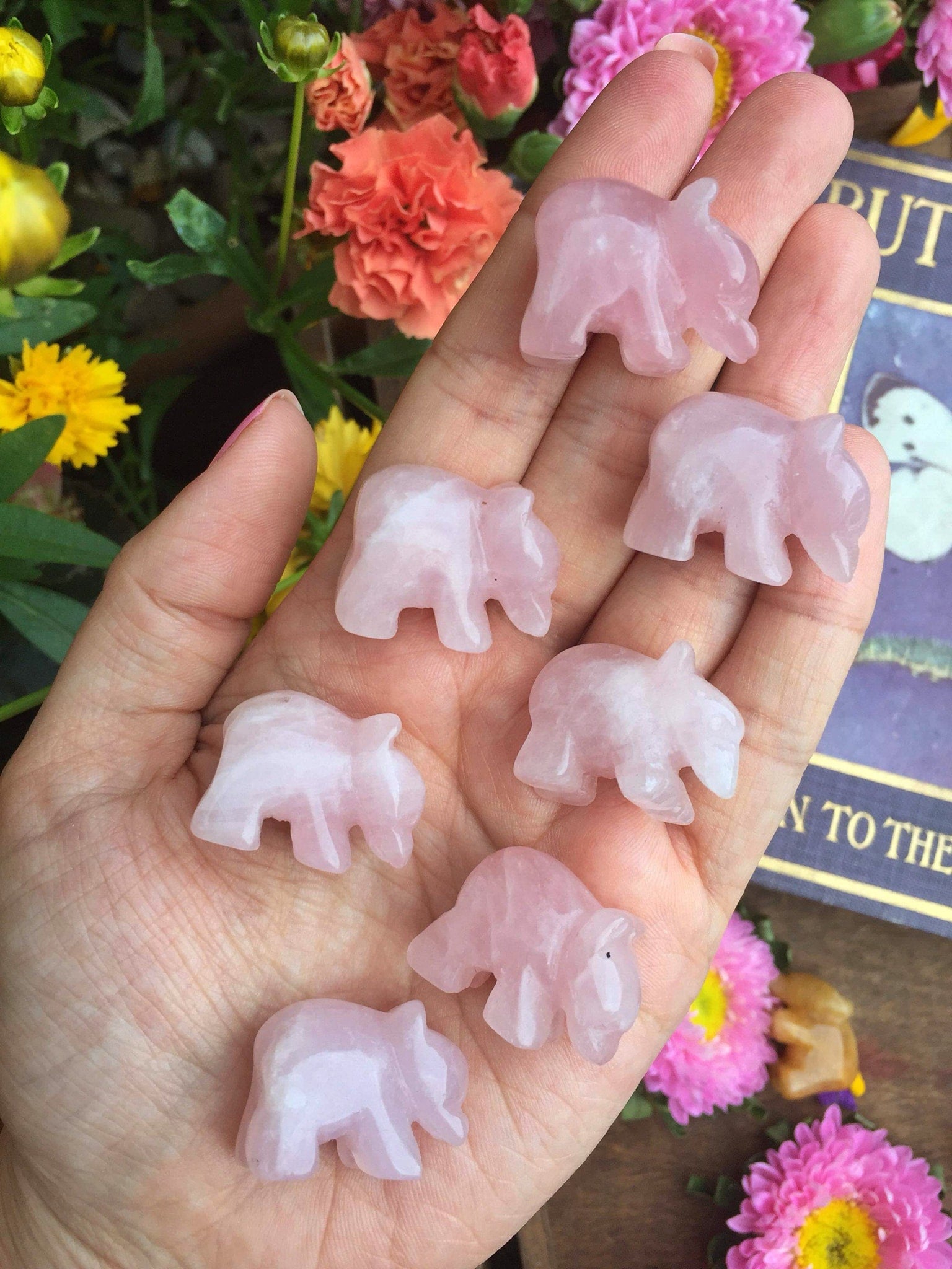 Mini rose quartz bears