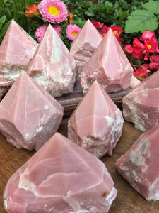 Pink Opal polished raw points