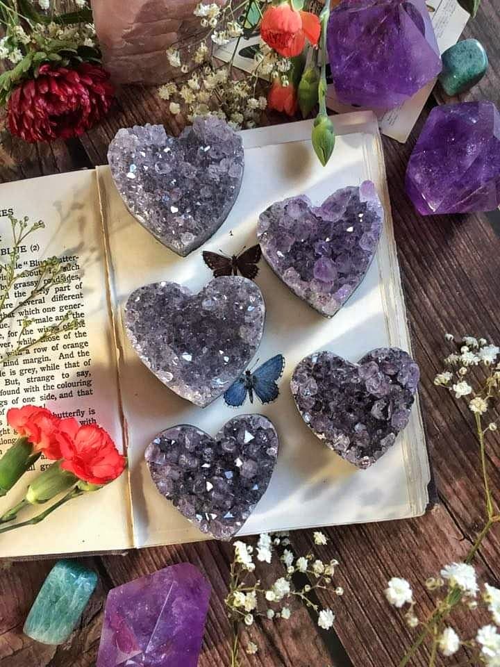 Amethyst geode hearts