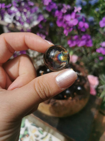Rainbow Smoky quartz spheres