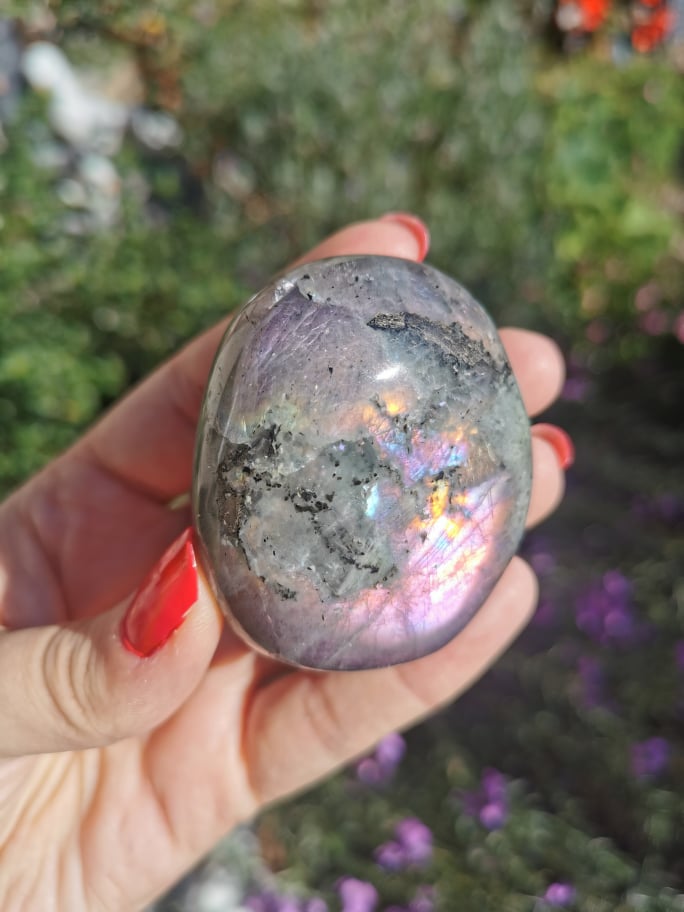 Purple and Pink Labradorite palm stone (5)