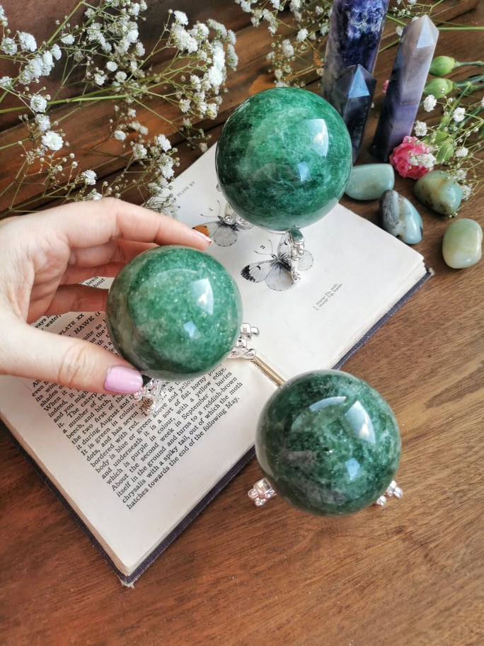 Green Strawberry quartz aventurine spheres