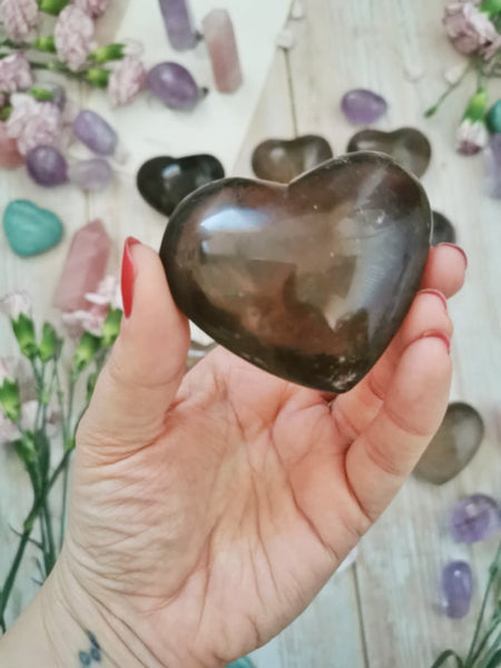 Large Smoky quartz hearts