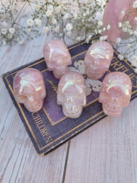 Aura Rose quartz skull