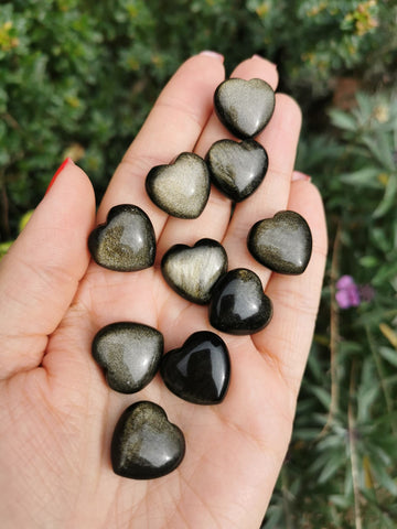 Golden obsidian mini hearts