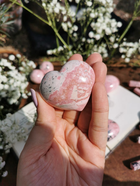 Large chunky Peruvian Rhodonite hearts