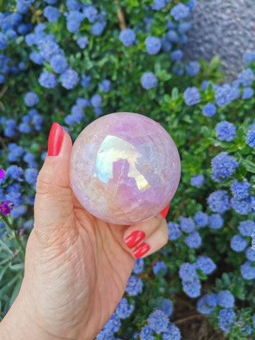 Aura Rose quartz sphere