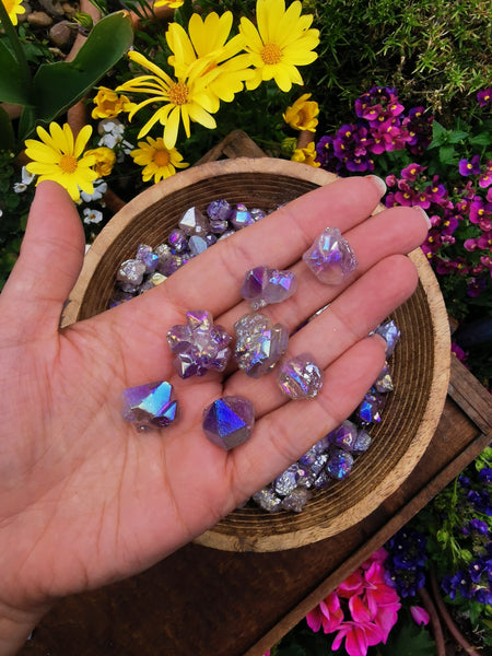 Two Scoops of Aura amethyst mini cluster points