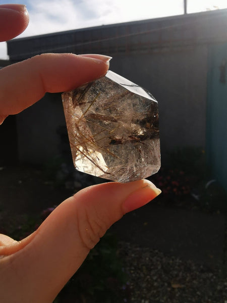 Rutilated quartz polished freeform "gem" #3