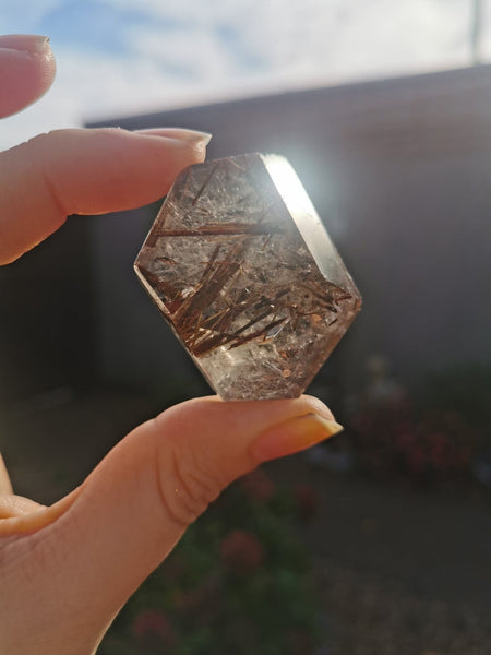 Rutilated quartz polished freeform "gem" #3