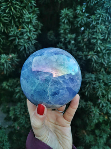 Huge Aura Blue Calcite sphere 1.5kg
