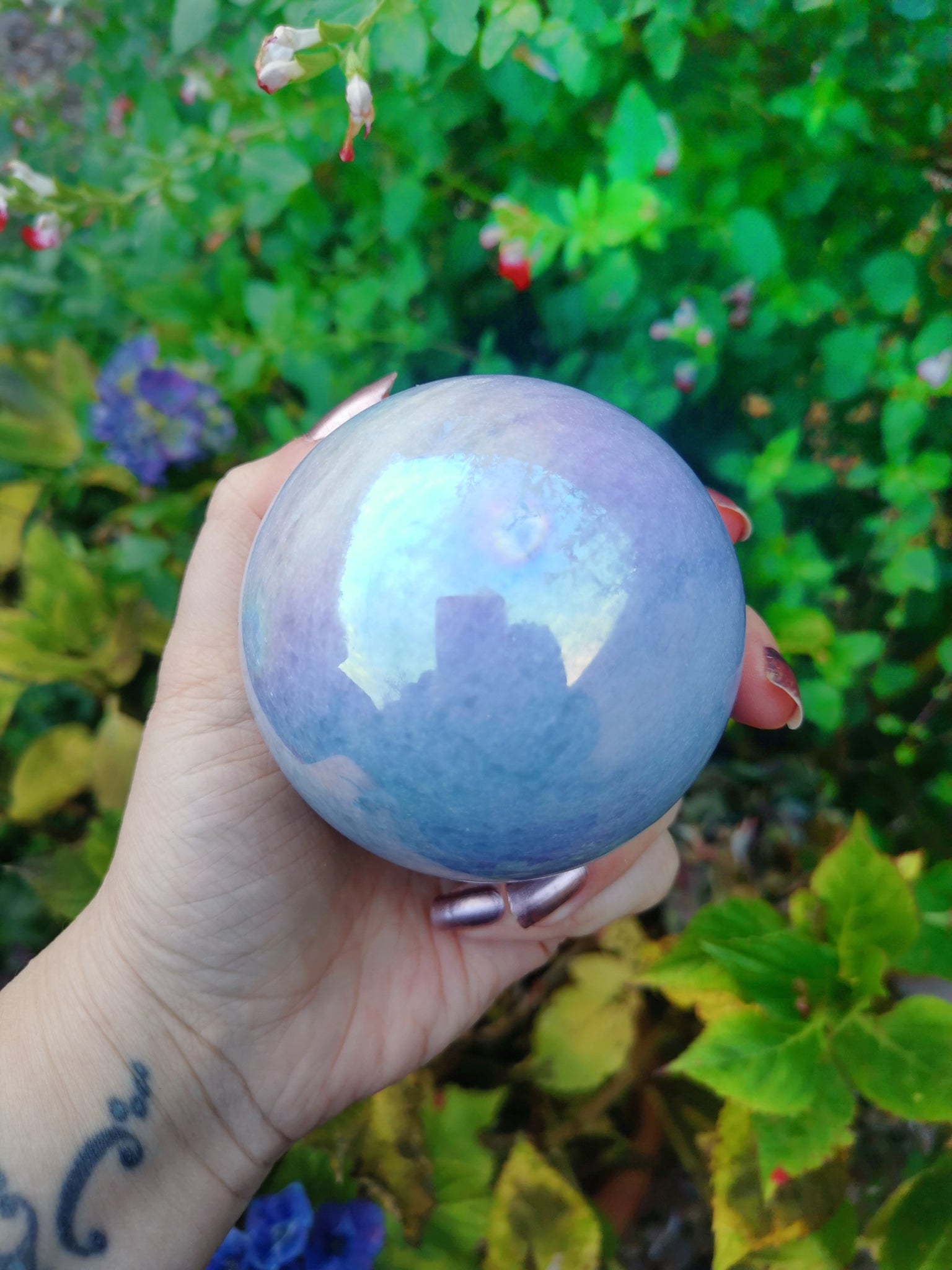 Large Aura Blue Calcite sphere