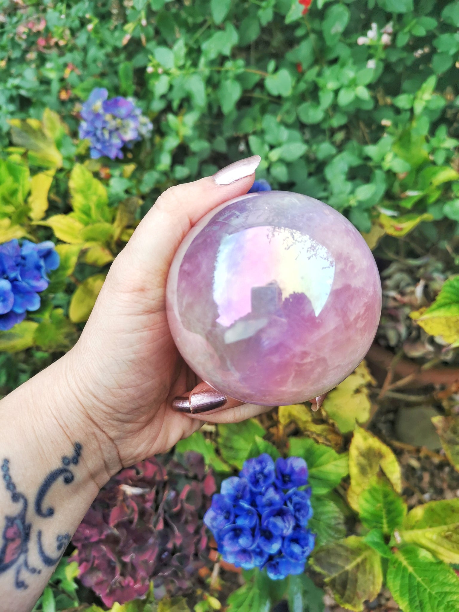 Large Aura Rose quartz sphere