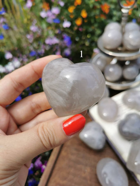 Chunky Blue rose quartz hearts