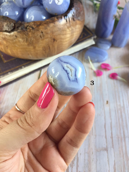 Blue Lace agate spheres