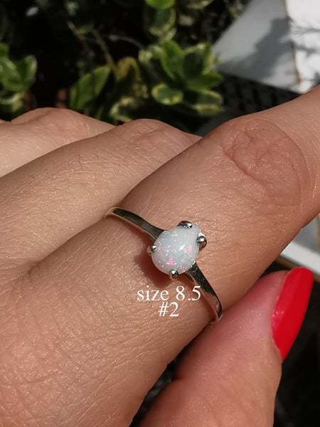 Ethiopian Opal 925 silver dainty rings