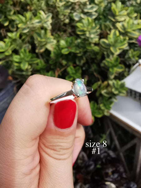 Ethiopian Opal 925 silver dainty rings