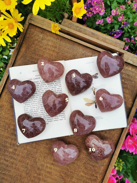 Large Strawberry quartz hearts